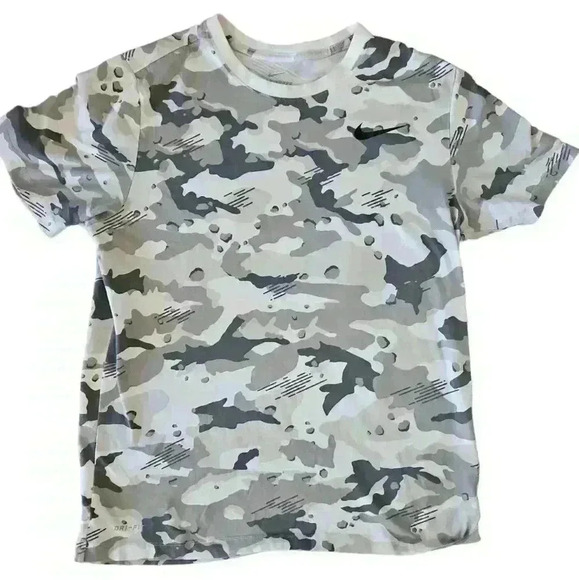 Nike Mens Gray Camo Print Crew Neck Tee L - Picture 2 of 10